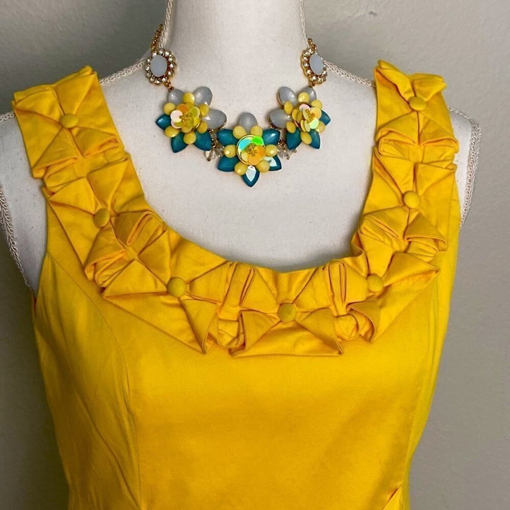Max and Cleo Sunshine Yellow Sleeveless Dress Size 8 Decorative Neckline Video